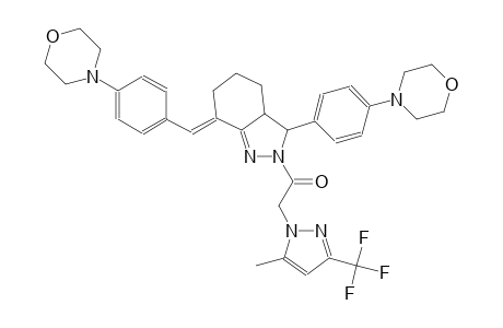 (7E)-2-{[5-methyl-3-(trifluoromethyl)-1H-pyrazol-1-yl]acetyl}-7-[4-(4-morpholinyl)benzylidene]-3-[4-(4-morpholinyl)phenyl]-3,3a,4,5,6,7-hexahydro-2H-indazole