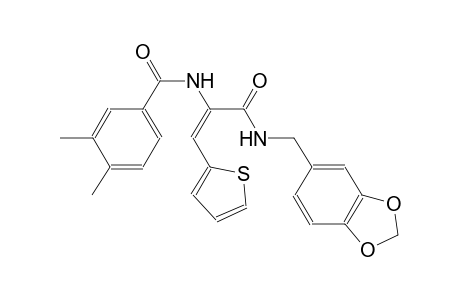 3,4-Dimethyl-N-[(E)-1-(piperonylcarbamoyl)-2-(2-thienyl)vinyl]benzamide