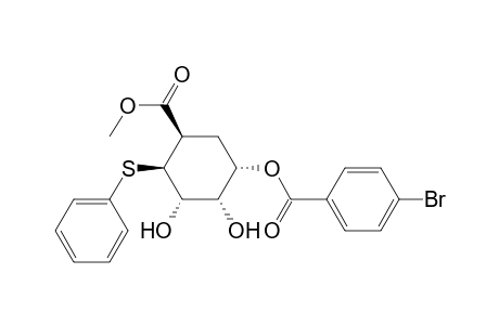 Benzoic acid, 4-bromo-, 2,3-dihydroxy-5-(methoxycarbonyl)-4-(phenylthio)cyclohexyl ester, (1.alpha.,2.alpha.,3.alpha.,4.beta.,5.beta.)-(.+-.)-