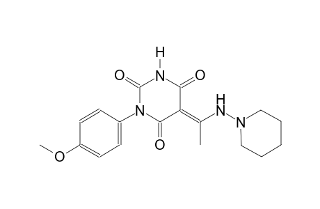 (5E)-1-(4-methoxyphenyl)-5-[1-(1-piperidinylamino)ethylidene]-2,4,6(1H,3H,5H)-pyrimidinetrione