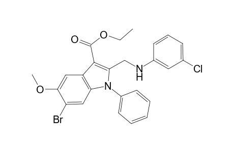 6-Bromo-2-[(3-chloroanilino)methyl]-5-methoxy-1-phenyl-3-indolecarboxylic acid ethyl ester