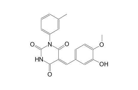 (5Z)-5-(3-hydroxy-4-methoxybenzylidene)-1-(3-methylphenyl)-2,4,6(1H,3H,5H)-pyrimidinetrione