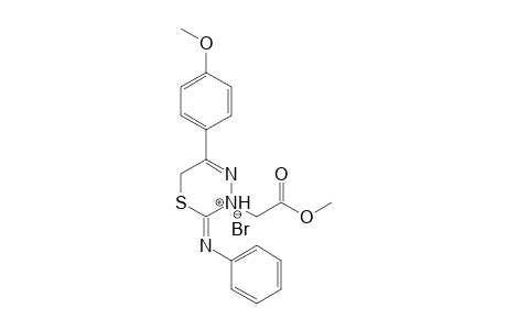 3-Methoxycarbonylmethyl-5-(4-methoxyphenyl)-2-phenylimino-3,6-dihydro-2H-1,3,4-thiadiazinium bromide
