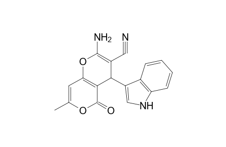 4H,5H-Pyrano[4,3-b]pyran-3-carbonitrile, 2-amino-4-(1H-indol-3-yl)-7-methyl-5-oxo-