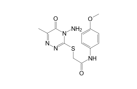 Acetamide, 2-[(4-amino-4,5-dihydro-6-methyl-5-oxo-1,2,4-triazin-3-yl)thio]-N-(4-methoxyphenyl)-