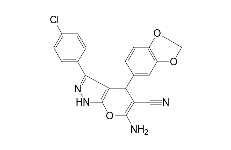 6-Amino-4-(1,3-benzodioxol-5-yl)-3-(4-chlorophenyl)-1,4-dihydropyrano[2,3-c]pyrazole-5-carbonitrile