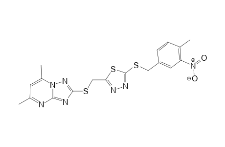 2-((5,7-Dimethyl-[1,2,4]triazolo[1,5-a]pyrimidin-2-ylthio)methyl)-5-(4-methyl-3-nitrobenzylthio)-1,3,4-thiadiazole
