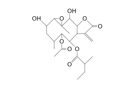 1b,10a-Epoxy-2a,9b-dihydroxy-5b-acetoxy-6a-(2-methyl-butyryloxy)-germacran-8a,12-olide