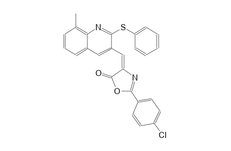 5(4H)-oxazolone, 2-(4-chlorophenyl)-4-[[8-methyl-2-(phenylthio)-3-quinolinyl]methylene]-, (4E)-