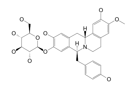 8-BENZYLBERBINE-A;(-)-10-O-[BETA-GLUCOPYRANOSYL]-8-[4'-HYDROXYBENZYL]-3-METHOXYBERBIN-2,11-DIOL