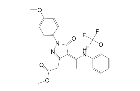 1H-pyrazole-3-acetic acid, 4,5-dihydro-1-(4-methoxyphenyl)-5-oxo-4-[1-[[2-(trifluoromethoxy)phenyl]amino]ethylidene]-, methyl ester, (4Z)-