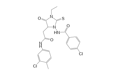 4-chloro-N-{5-[2-(3-chloro-4-methylanilino)-2-oxoethyl]-3-ethyl-4-oxo-2-thioxo-1-imidazolidinyl}benzamide