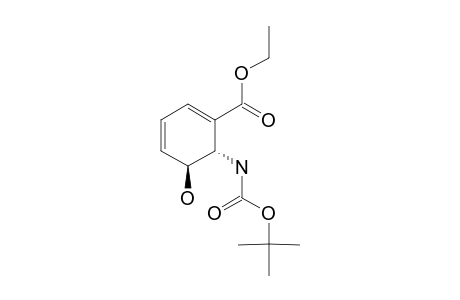 ETHYL-(TRANS)-6-TERT.-BUTOXYCARBONYLAMINO-5-HYDROXY-1,3-CYCLOHEXADIENE-1-CARBOXYLATE