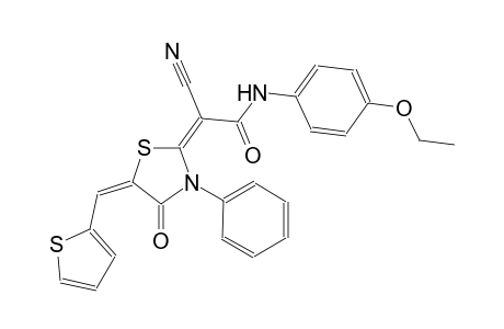 (2E)-2-cyano-N-(4-ethoxyphenyl)-2-[(5E)-4-oxo-3-phenyl-5-(2-thienylmethylene)-1,3-thiazolidin-2-ylidene]ethanamide