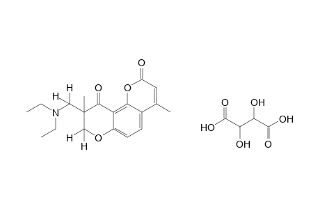 9-[(diethylamino)methyl]-8,9-dihydro-4,9-dimethyl-2H,10H-benzo[1,2-b:3,4-b']dipyran-2,10-dione, tartrate(1:1)