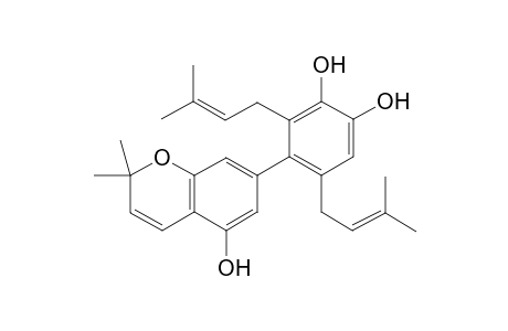 Clusiachromene D [2H-Pyran-[3,4:6,5]-5,9,10-trihydroxy-8,12-bis[.gamma.,.gamma.-dimethlallyl]biphenyl]