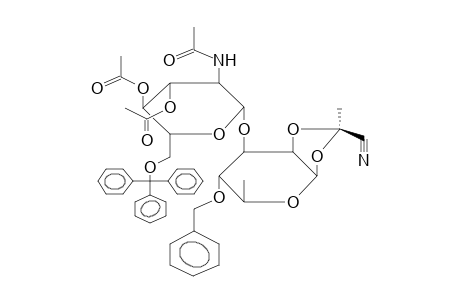 3-O-(2-ACETAMIDO-3,4-DI-O-ACETYL-2-DEOXY-6-O-TRITYL-BETA-D-GLUCOPYRANOSYL)-4-O-BENZYL-1,2-O-[1-(EXO-CYANO)ETHYLIDENE]-BETA-L-RHAMNOPYRANOSE
