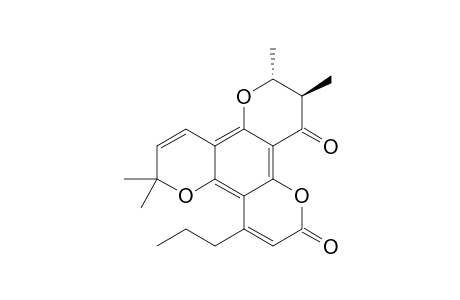 (+-)-trans-6,6,10,11-Tetramethyl-4-propyl-2H,6H,12H-10,11-dihydrobenzo[1,2-b:3,4-b':5,6-b'']tripyran-2,12-dione