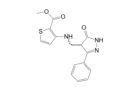 3-{[(5-oxo-3-phenyl-2-pyrazolin-4-ylidene)methyl]amino}-2-thiophenecarboxylic acid, methyl ester