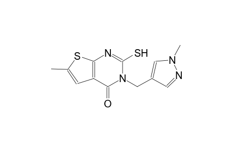 6-methyl-3-[(1-methyl-1H-pyrazol-4-yl)methyl]-2-sulfanylthieno[2,3-d]pyrimidin-4(3H)-one