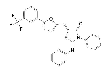 (2Z,5Z)-3-phenyl-2-(phenylimino)-5-({5-[3-(trifluoromethyl)phenyl]-2-furyl}methylene)-1,3-thiazolidin-4-one