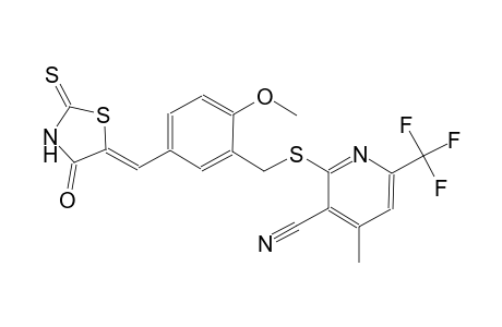 2-({2-methoxy-5-[(Z)-(4-oxo-2-thioxo-1,3-thiazolidin-5-ylidene)methyl]benzyl}sulfanyl)-4-methyl-6-(trifluoromethyl)nicotinonitrile