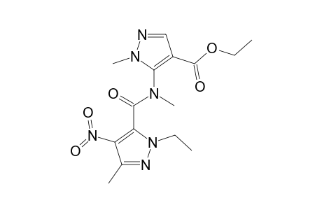 1-ETHYL-N,3-DIMETHYL-4-NITRO-N-(1-METHYL-4-CARBETHOXY-1H-PYRAZOL-5-YL)-1H-PYRAZOLE-4-CARBOXAMIDE