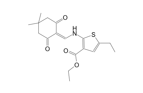 3-thiophenecarboxylic acid, 2-[[(4,4-dimethyl-2,6-dioxocyclohexylidene)methyl]amino]-5-ethyl-, ethyl ester