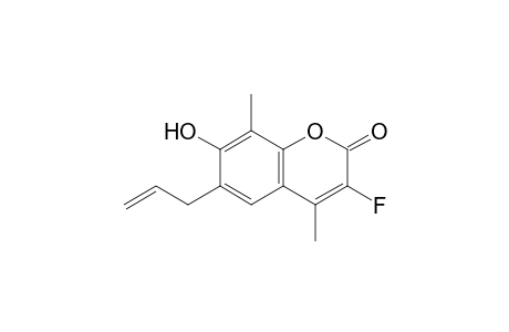 3-Fluoranyl-4,8-dimethyl-7-oxidanyl-6-prop-2-enyl-chromen-2-one