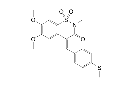 2-METHYL-6,7-DIMETHOXY-1,2-BENZOTHIAZIN-3-ONE-4-(4'-METHYLTHIOBENZYLIDENE)-1,1-DIOXIDE