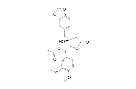 (3S*,4R*)-3-Hydroxy-3-(3,4-methylenedioxybenzyl)-4-[.alpha.(S*)-.alpha.-acetoxy-3,4-dimethoxybenzyl]-.gamma.-butyrolactone