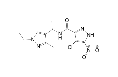 4-chloro-N-[1-(1-ethyl-3-methyl-1H-pyrazol-4-yl)ethyl]-5-nitro-1H-pyrazole-3-carboxamide