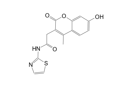 2H-1-benzopyran-3-acetamide, 7-hydroxy-4-methyl-2-oxo-N-(2-thiazolyl)-
