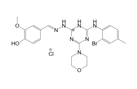 1-(6-((2-bromo-4-methylphenyl)amino)-4-morpholino-1,3,5-triazin-2(1H)-ylidene)-2-(4-hydroxy-3-methoxybenzylidene)hydrazin-1-ium chloride