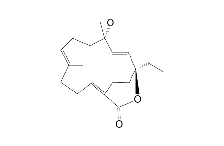 LAEVIGATLACTONE_B;(1-R*,2-E,4-S*,7-E,11-Z)-1-ISOPROPYL-4-HYDROXY-4,8-DIMETHYL-21-OXABICYCLO-[10.2.2]-HEXADECA-2,7,11-TRIEN-20-ONE