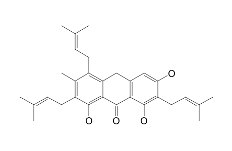 9(10H)-Anthracenone, 1,6,8-trihydroxy-3-methyl-2,4,7-tris(3-methyl-2-butenyl)-