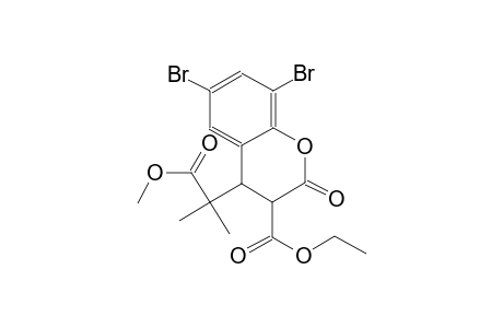 2H-1-benzopyran-4-acetic acid, 6,8-dibromo-3-(ethoxycarbonyl)-3,4-dihydro-alpha,alpha-dimethyl-2-oxo-, methyl ester