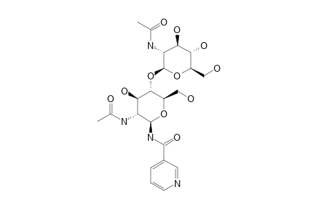 N-[(2R,3R,4R,5S,6R)-3-acetamido-5-[(2S,3R,4R,5S,6R)-3-acetamido-4,5-dihydroxy-6-methylol-tetrahydropyran-2-yl]oxy-4-hydroxy-6-methylol-tetrahydropyran-2-yl]nicotinamide