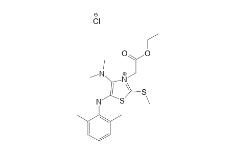 4-(Dimethylamino)-5-[(2,6-dimethylphenyl)amino]-3-[(ethoxycarbonyl)methyl]-2-(methylthio)thiazolium chloride