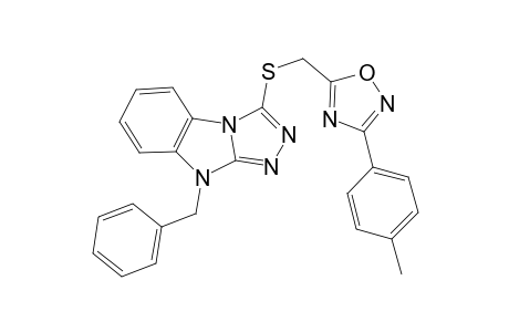 5-[({7-benzyl-2,4,5,7-tetraazatricyclo[6.4.0.0(2,6)]dodeca-1(8),3,5,9,11-pentaen-3-yl}sulfanyl)methyl]-3-(4-methylphenyl)-1,2,4-oxadiazole