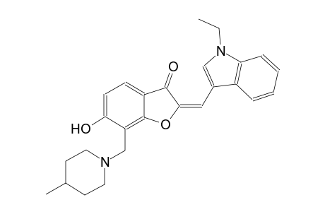 3(2H)-benzofuranone, 2-[(1-ethyl-1H-indol-3-yl)methylene]-6-hydroxy-7-[(4-methyl-1-piperidinyl)methyl]-, (2E)-