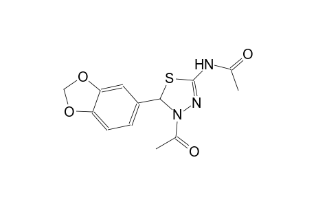 N-[4-acetyl-5-(1,3-benzodioxol-5-yl)-4,5-dihydro-1,3,4-thiadiazol-2-yl]acetamide
