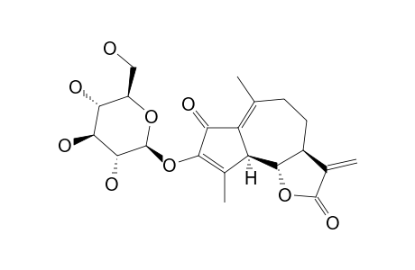 IXERIN-Z;1(10),3,11(13)-GUAIATRIENE-12,6-OLIDE-2-ONE-3-O-BETA-D-GLUCOPYRANOSIDE