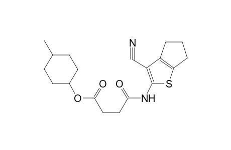 (4-methylcyclohexyl) 4-[(3-cyano-5,6-dihydro-4H-cyclopenta[b]thiophen-2-yl)amino]-4-oxidanylidene-butanoate