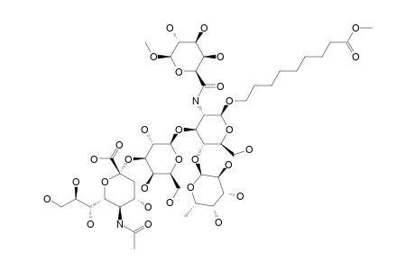 8-METHOXYCARBONYLOCTYL-5-N-ACETYL-ALPHA-NEURAMINYL-(2->3)-BETA-D-GALACTOPYRANOSYL-(1->3)-[ALPHA-L-FUCOPYRANOSYL-(1->4)]-2-DEOXY-2-(METHYL-BETA-D-