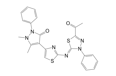 5-Acetyl-2-(4-(2,3-dimethyl-1-phenyl-5-oxo-pyrazol-4-yl)thiazol-2-ylimino)-3-phenyl-1,3,4-thiadiazole