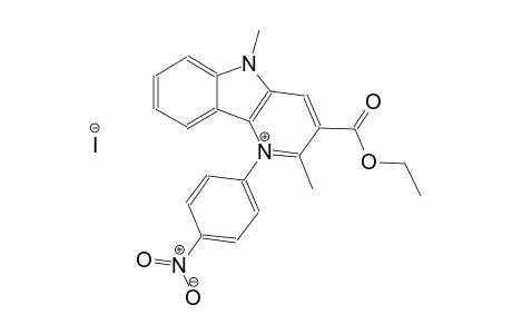 3-(ethoxycarbonyl)-2,5-dimethyl-1-(4-nitrophenyl)-5H-pyrido[3,2-b]indol-1-ium iodide