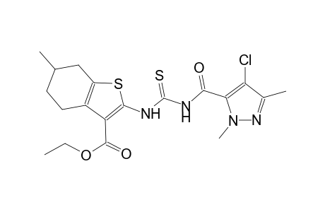 ethyl 2-[({[(4-chloro-1,3-dimethyl-1H-pyrazol-5-yl)carbonyl]amino}carbothioyl)amino]-6-methyl-4,5,6,7-tetrahydro-1-benzothiophene-3-carboxylate