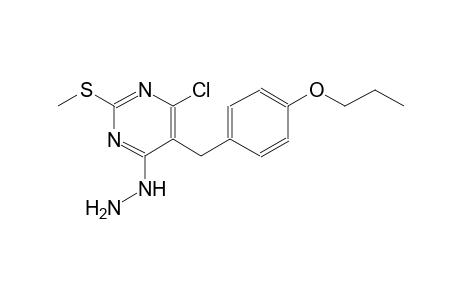 4-chloro-6-hydrazino-2-(methylsulfanyl)-5-(4-propoxybenzyl)pyrimidine