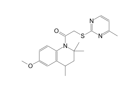 quinoline, 1,2,3,4-tetrahydro-6-methoxy-2,2,4-trimethyl-1-[[(4-methyl-2-pyrimidinyl)thio]acetyl]-